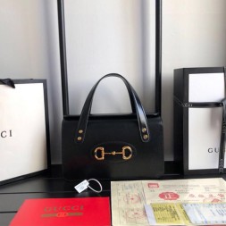 구찌 1955 홀스빗 스몰 탑 핸들 백 627323 가죽 블랙