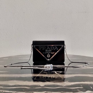 프라다 맥시 트라이앵글 로고 체인 숄더백 1BH189 블랙