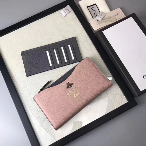 구찌 애니멀리어 트레블 카드장지갑 456683 핑크