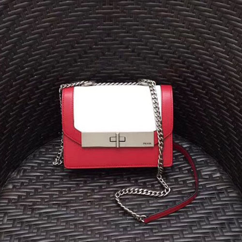 프라다 신상 가죽 숄더백 1BD156 레드&화이트
