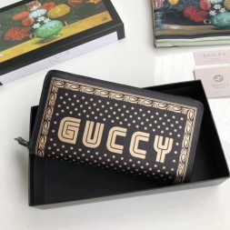 구찌 프린트 로고 장지갑 510488 블랙