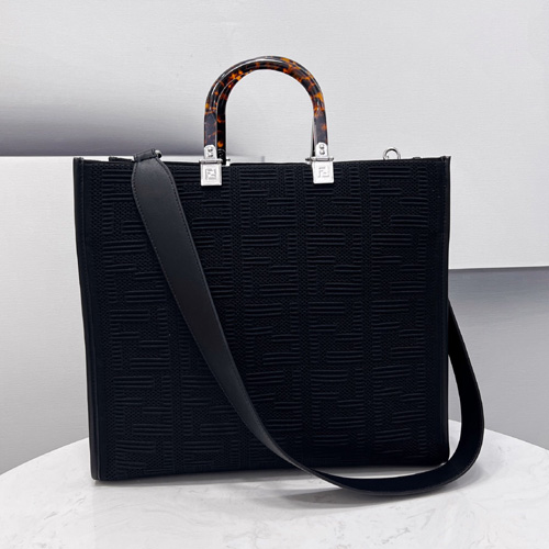 펜디 FF 패브릭 선샤인 미디엄 쇼퍼백 8BH386 블랙