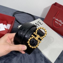 페레가모  신상 벨트 678891 블랙 금장