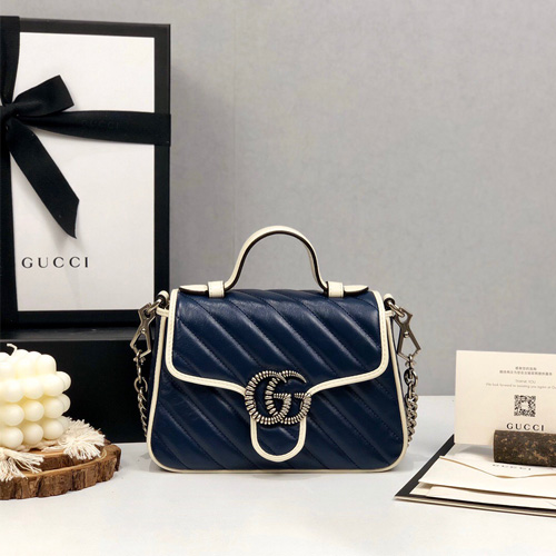 구찌 GG 마몽 미니 탑 핸들 백 547260 네이비