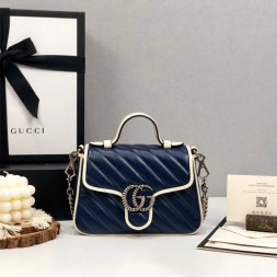 구찌 GG 마몽 미니 탑 핸들 백 547260 네이비