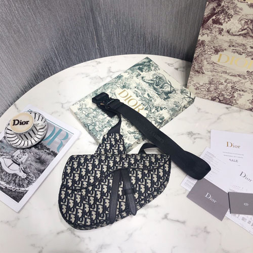 디올 남여공용 자카드 패브릭 새들백 1ADPO093 네이비