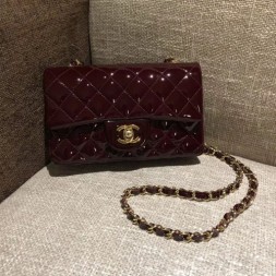 샤넬 CF20 에나멜 점보백 A1116 버건디 금장