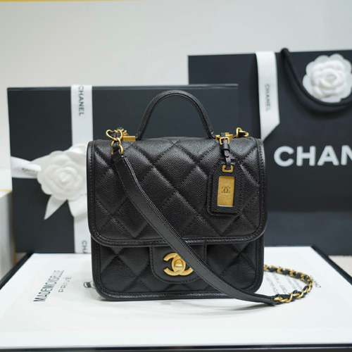 샤넬 스퀘어 탑 핸들 플랩백 AS3652 블랙