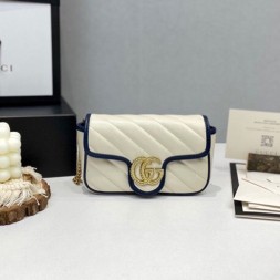 구찌 GG마몽 마틀라세 가죽 수퍼 미니 백 476433 화이트