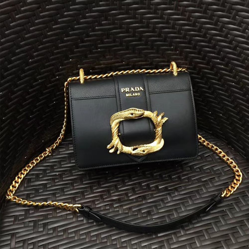 프라다 신상 브론즈장식 숄더백 1BD066 블랙