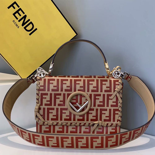 펜디 칸 아이 에프백 8BT285 버건디로고패턴