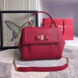 페레가모 바라 보우 미듐 탑핸들백 21G697 버건디