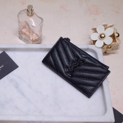 생로랑 모노그램 지퍼 카드케이스 607915 블랙 메탈