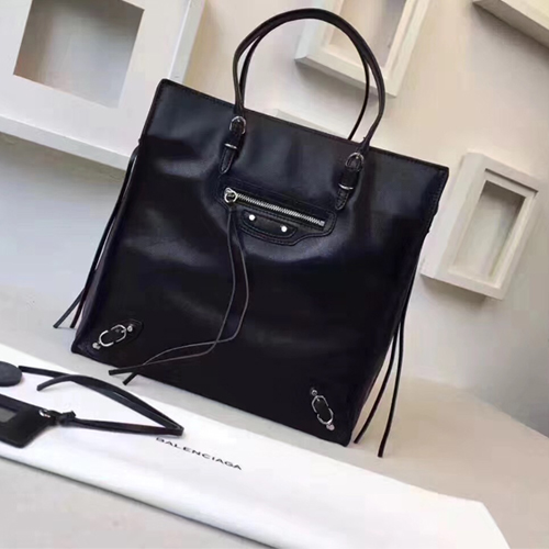 발렌시아가 빠삐에 A6 지퍼 어라운드 토트백 255412 블랙(송아지가죽)