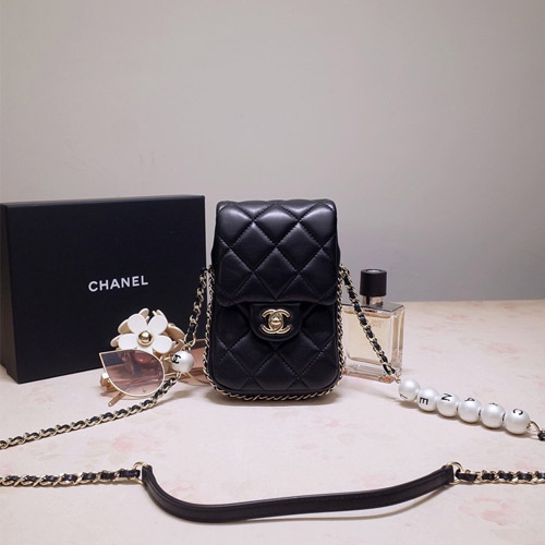 샤넬 펄 체인백 폰 홀더 AS1624 블랙