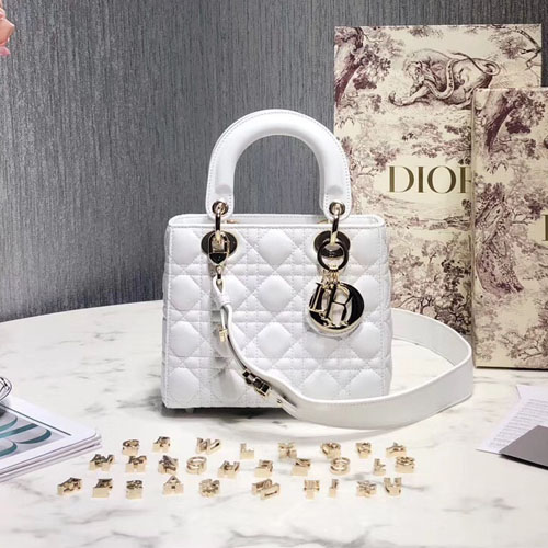 디올 MY ABCDIOR 레이디백  M0538 화이트 금장