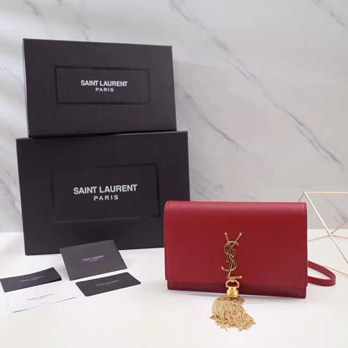 입생로랑 신상 테슬 체인 크로스백 452159 레드