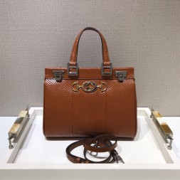 구찌 주미 스네이크 스킨 스몰 탑 핸들 백 ‎569712 브라운