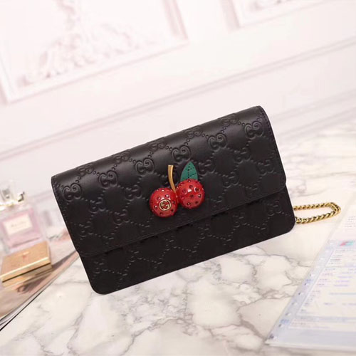 구찌 시그니처 체리 미니 크로스백 481291 블랙