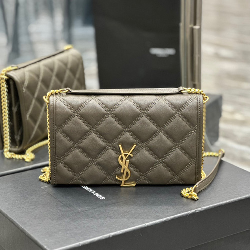 생로랑 베키 퀼팅 체인 숄더백 585031 그레이