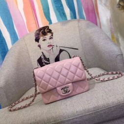 샤넬 미니 체인 크로스백 A1115 램스킨 핑크