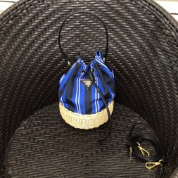 프라다 라탄 버킷백 1BH115 블루