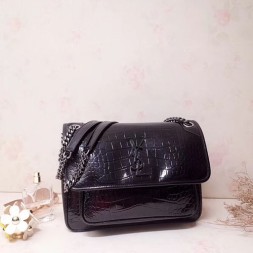 입생로랑 니키 미듐 체인백 548942 악어무늬 블랙