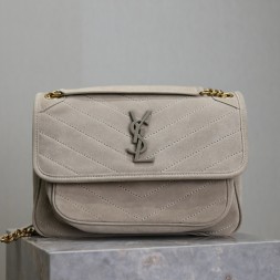 생로랑 니키 미듐 스웨이드 숄더백 498894-2