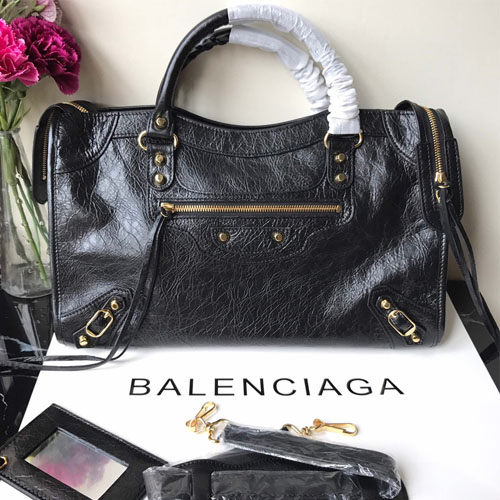 발렌시아가 클래식 라지 시티백 432832 금장 블랙