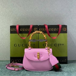 구찌 뱀부 스몰 탑 핸들백 675797 핑크