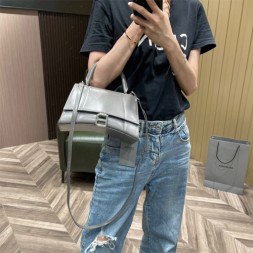 발렌시아가 아워글래스 탑 핸들 백 S 593546 그레이