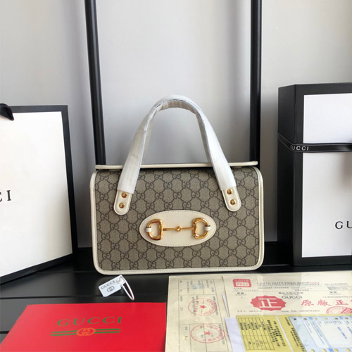 구찌 1955 홀스빗 스몰 탑 핸들 백 627323 화이트