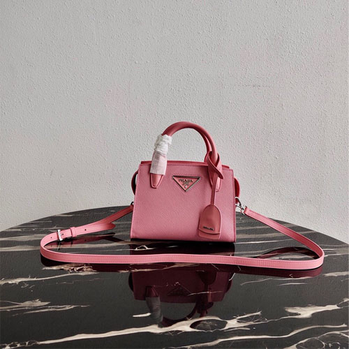 프라다 사피아노 모노크롬 지퍼 토트백 1BA269 핑크