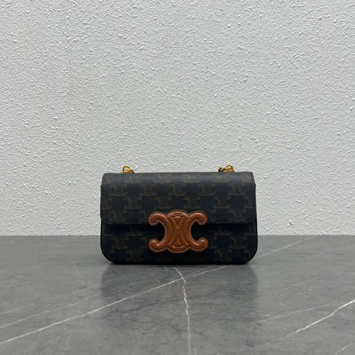 셀린느 가죽 퀴르 트리오페 체인 숄더백 199243 브라운