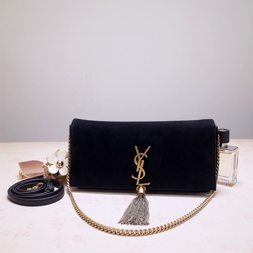 생로랑 케이트 99 테슬 체인백 604276 스웨이드 블랙