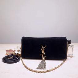 생로랑 케이트 99 테슬 체인백 604276 스웨이드 블랙