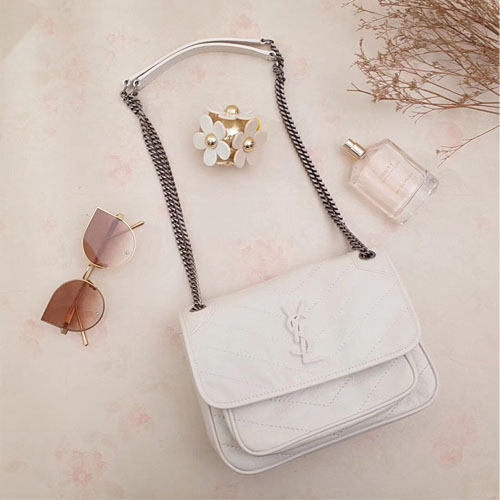 입생로랑 니키 스몰 체인 숄더백 533037 화이트