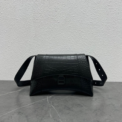 발렌시아가 아워글래스 숄더백 671353 악어무늬 블랙