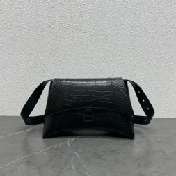 발렌시아가 아워글래스 숄더백 671353 악어무늬 블랙