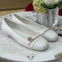 샤넬 여성용 플랫 G34395 화이트