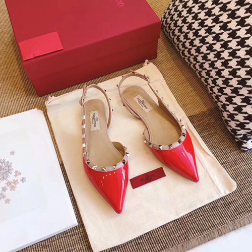 발렌티노 락스터드 슬링백 발레리나 SW2S0H13 레드