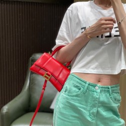 발렌시아가 아워글래스 탑 핸들 백 XS 592833 레드