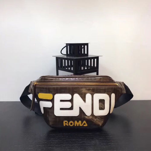 펜디 멀티 컬러의 캔버스 벨트 백 8BM006