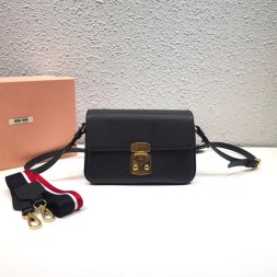 미우미우 레더 스트랩 숄더백 5BD113 블랙