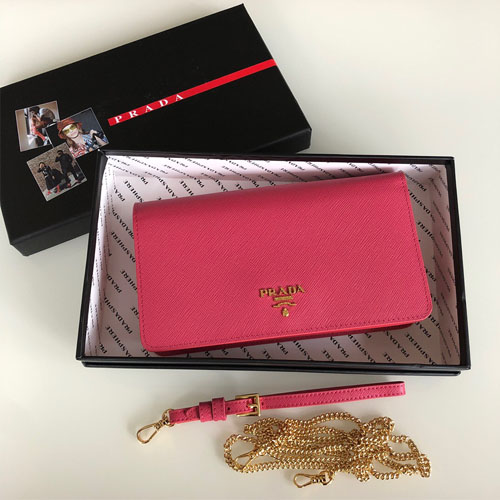 프라다 사피아노 골드체인 미니백 1ZH029 체리핑크