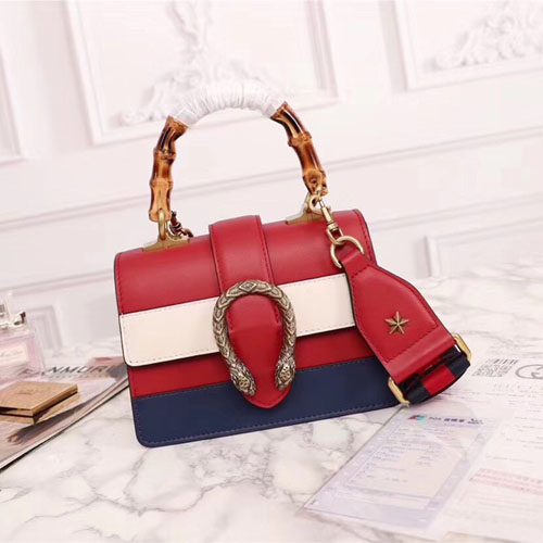 구찌 디오니서스 미니 뱀부 탑핸들백 523367 멀티 레드