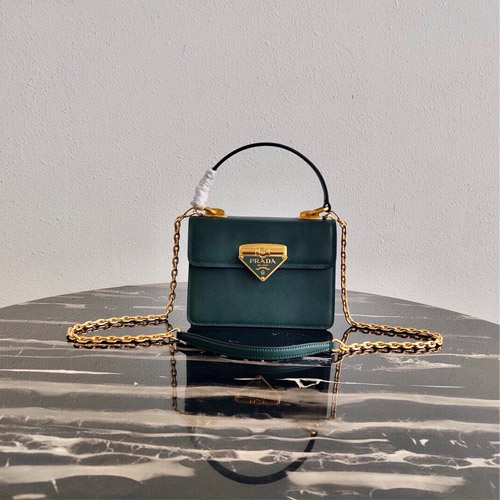 프라다 사피아노 레더 탑 핸들백 1BN021 그린