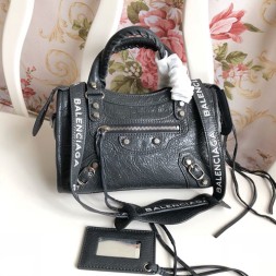 발렌시아가 클래식 미니 로고 스트랩 시티백 300295 그레이 화이트 로고