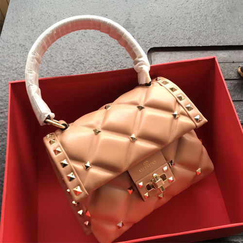 발렌티노 미니  나파 가죽 캔디스터드 탑 핸들 백 RW2B0D01 누드
