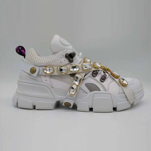 구찌 플래시트렉 탈착 가능한 크리스털 스니커즈 541445 화이트